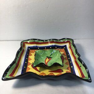 Home Collection Chilli Pepper Chip & Dip 11.5 " Serving Bowl Platter